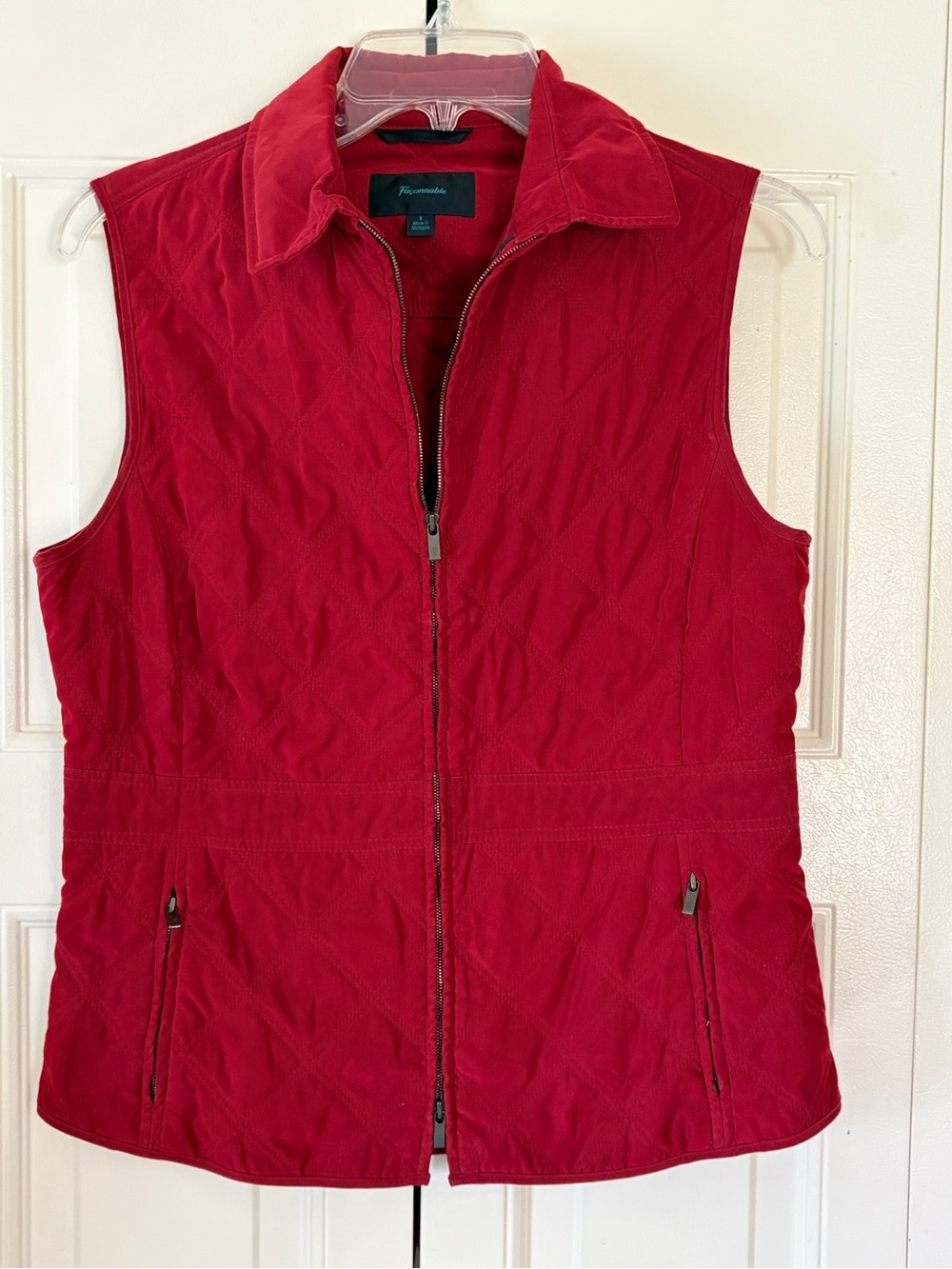 Faconnable Minimalist Preppy Structured Quilted Vest Size Small Autumn Red